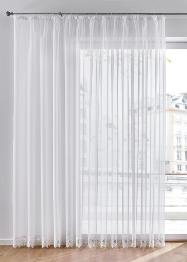bonprix Gardin med heklekant 1 (H/B: 100/300 cm),2 (H/B: 120/300 cm),3 (H/B: 140/300 cm),4 (H/B: 140/450 cm),5 (H/B: 170/300 cm),6 (H/B: 170/450 cm),7 (H/B: 225/300 cm),8 (H/B: 225/450 cm),9 (H/B: 245/300 cm),10 (H/B: 245/450 cm) hvit