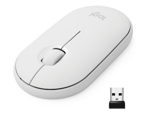 Logitech M350 Pebble Wireless Mouse - Off-White - Mus - Optisk - 3 knapper - Hvit