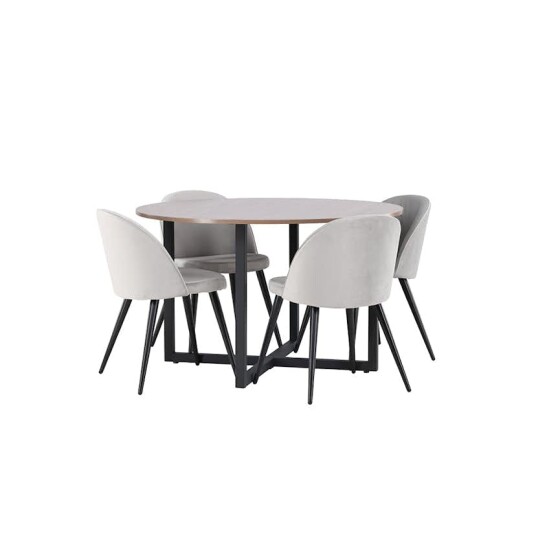 Venture Home Spisegruppe Venture Home Durango Ø 120 cm med 4 Velvet Stoler GR22949
