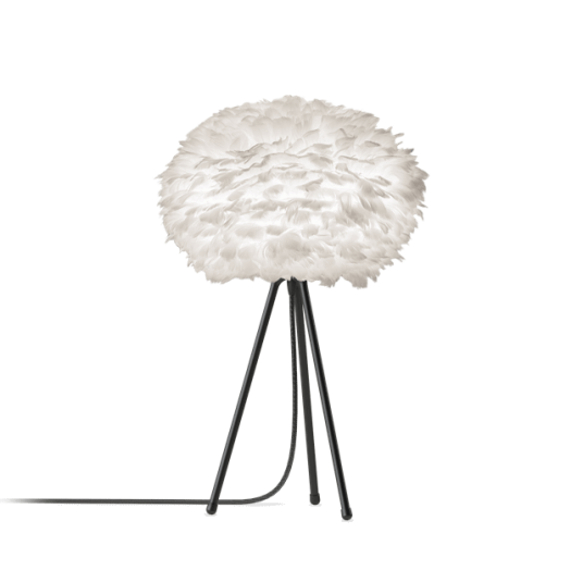 Umage Eos Tripod Bordlampe Medium Hvit med Ben i Matt Sort Umage Eos Tripod Bordlampe Medium Hvit med Ben i Matt Sort