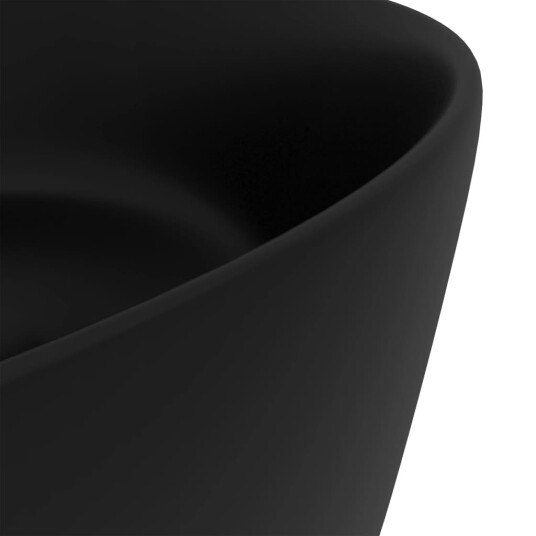 vidaXL Luksuriøs servant rund matt svart 40x15 cm keramisk