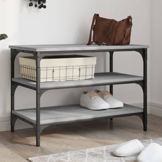 Skobenk grå sonoma 70x38,5x49 cm konstruert tre 8721012340923 Skobenk grå sonoma 70x38,5x49 cm konstruert tre 8721012340923
