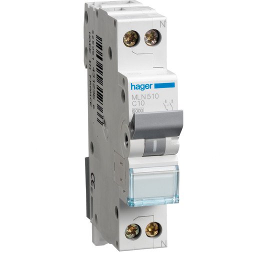 Hager Miniature circuit breaker mcb 1p+n 6ka c-10a (3250614312366)