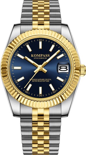 Kompass Santorini Sapphire Steel Silver Gold Blue