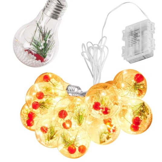 Pricenet LED lys batteri kjede gardin kuler med dekor 3m 50LED varm Pricenet LED lys batteri kjede gardin kuler med dekor 3m 50LED varm