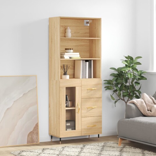 vidaXL Highboard sonoma eik 69,5x34x180 cm konstruert tre 8720845928551