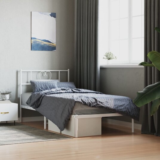  Sengeramme i metall med hodegavl hvit 80x200 cm 8721012048621
