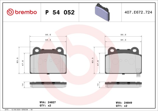 Bremseklosser BREMBO P 54 052