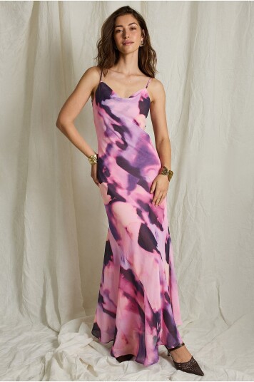 Joelle Maxikjole i chiffon Lilla