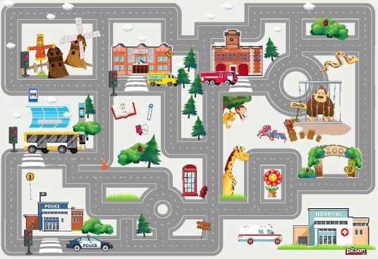 Barneteppe City Street multi Størrelse: 160 x 230 cm