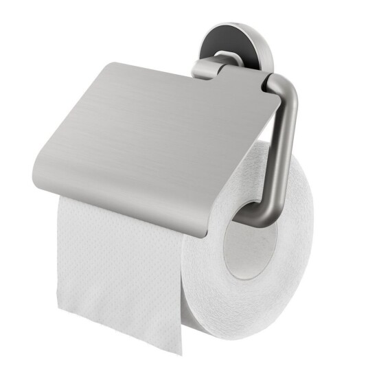 TIGER Cooper toalettpapirholder med deksel i børstet rustfritt stål / svart; 4.1x12.3x4.1 cm (LxHxD); Sølvfarge/Svart TIGER Cooper toalettpapirholder med deksel i børstet rustfritt stål / svart; 4.1x12.3x4.1 cm (LxHxD); Sølvfarge/Svart