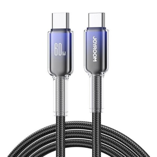 Joyroom Crystal-Clear 60W USB-C-kabel 1,2 m Svart