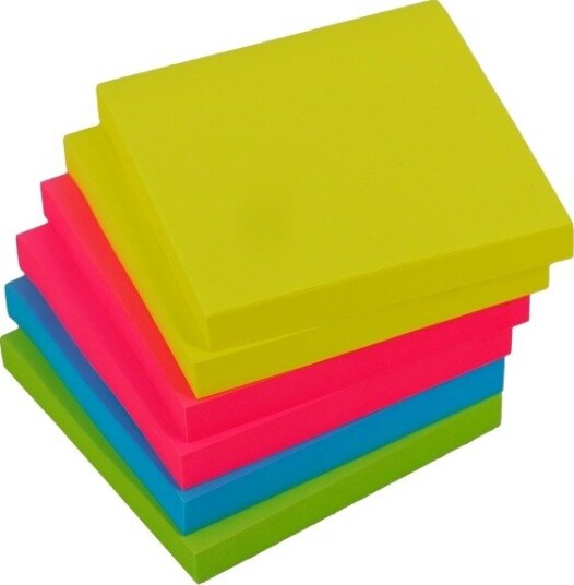 Sticky Notes, 76X76mm, Neon Colors, 6-Pack