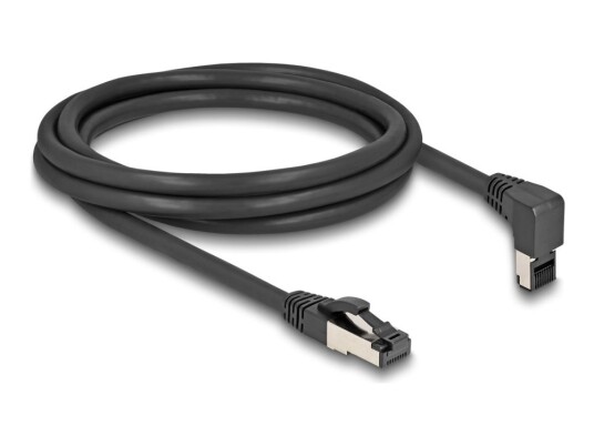 Delock Koblingskabel Rj-45 Hann Oppvinklet Til Rj-45 Hann Rett 2 M 6.2 Mm S/Ftp Cat 8.1 Uten Hindringer Halogenfri Stifttilordnin 1:1 Up To 40 Gbps Data Transfer Rate Svart