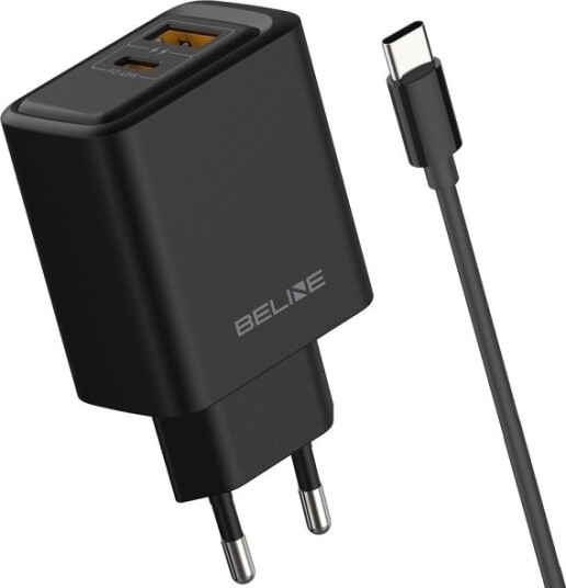 Beline 45W Gan Nettlader Usb-A/Usb-C + Usb-C/Usb-C-Kabel Bln2cb45c Svart