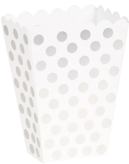Unique 8 stk Polka Dots Beger i Sølvfarget og Hvit 59296