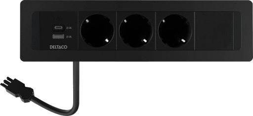 DELTACO OFFICE Recessed Outlet Box,3outlets,1x21W A+C USB,GST18