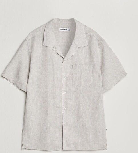 J.Lindeberg Elio Linen Short Sleeve Shirt Moonbeam J.Lindeberg Elio Linen Short Sleeve Shirt Moonbeam