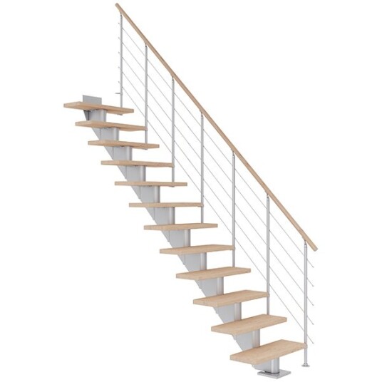 Dolle Hamburg Rett Trapp Pearl Grey-style 6-hvitoljet Eik-85-11 - Loddrett Høyde Op Til 258 Cm Dolle Hamburg Rett Trapp Pearl Grey-style 6-hvitoljet Eik-85-11 - Loddrett Høyde Op Til 258 Cm