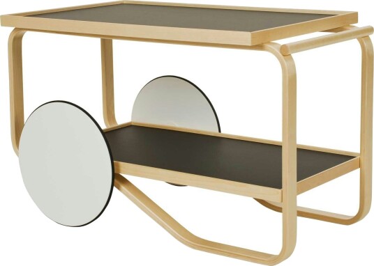 Artek 901 Serveringsvogn Bjørk / Sort Linoleum