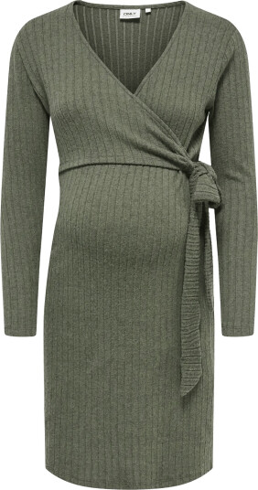 Only Maternity Olmlola Ls Wrap Tie Abk Nurs Dress Jrs Khaki green M