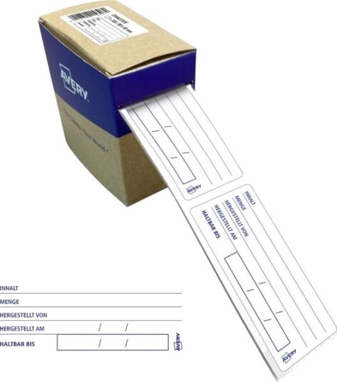 Avery Haccp Matetiketter 98 X 40 Mm Hvite Avrundede Hjørner Håndskrivbare Med Forhåndstrykk   1 Stk