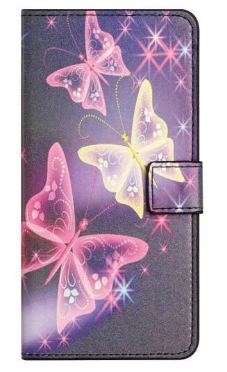 INCOVER Samsung Galaxy A25 (5G) Kunstskinn Deksel med Lommebok og Stativfunksjon - Glitrende Sommerfugler