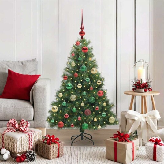  Kunstig juletre med 150 LED med stativ grønn 120 cm PE og PVC