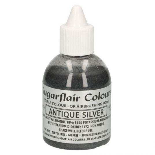 Sugarflair Airbrushfarge Glitrende Antikk Sølv 60ml 