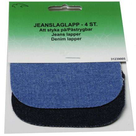 Vj Green Strykemerke Reparasjonslapp Jeans Oval Lys og Mørk Denim 8x9 cm 4 stk