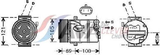 AVA COOLING SYSTEMS OLK438 AC-kompressor