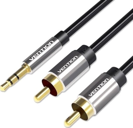 Vention 3,5 Mm Hann Til 2X Rca Hann Lydkabel 1,5 M Svart Metall Type