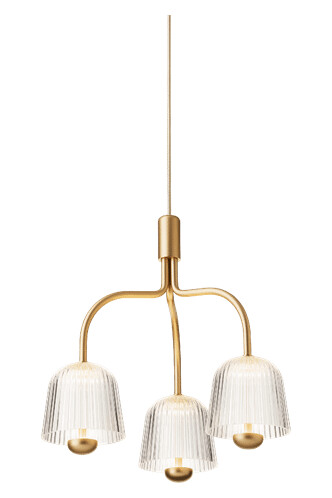 Nuura Asteea 3 Taklampe Sateng Messing/ Riflet Klar