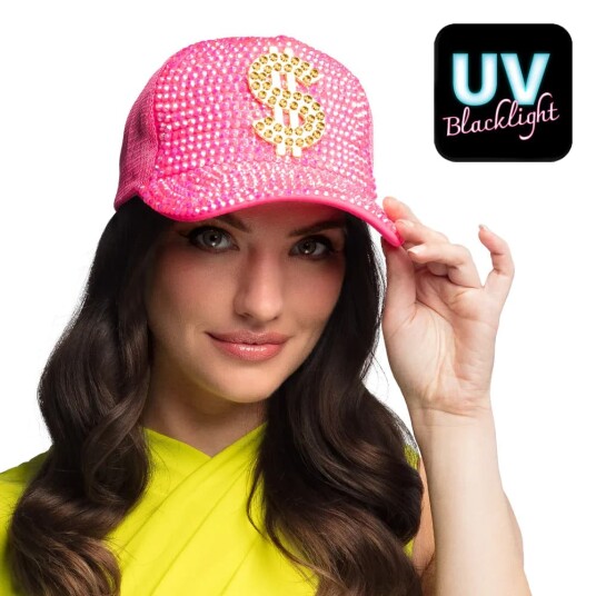 Boland Neon Rosa Dollar Caps med Diamanter Boland Neon Rosa Dollar Caps med Diamanter