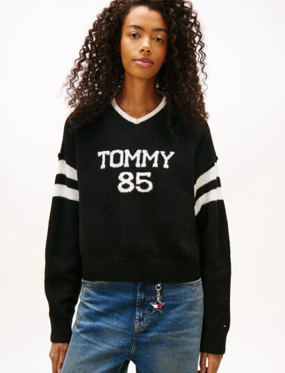 Tommy Jeans Tjw Tommy 85 Varsity Sweater Ext Black XS