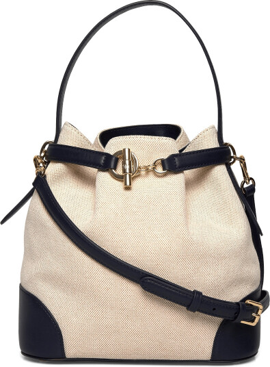 Lauren Ralph Lauren Canvas Medium Blaike Bucket Bag White ONE SIZE