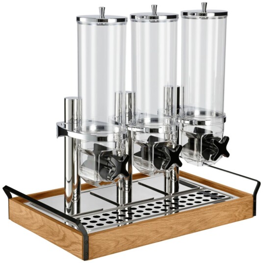 VEGA Müslidispenser  Esino trippel GN 1/1; Størrelse GN 1/1 61.9x38.6x56.2 cm LxBxH; Eik/Svart; Rektangulær