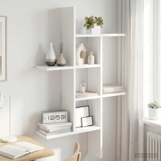 vidaXL Vegghylle Hvit 61 x 15 x 102 cm Konstruert tre