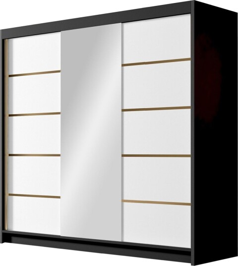 Dianna Garderobe med Speil 200x215 cm - Hvit/Svart