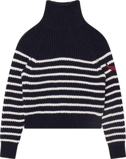 Zadig & Voltaire Genser Beskåret Ull Navy/Hvit Zadig & Voltaire 8 år 128 Genser Blå