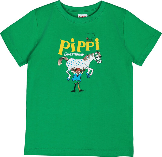 Pippi Langstrømpe Pippi Logo T Shirt Green 146/152