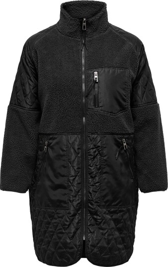 Only Carmakoma Kåpe Carohio Quilt Mix Fleece Coat Otw Svart