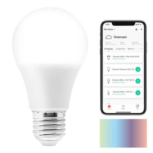 Cleverio Smart E27 RGB LED-pære 806 lm