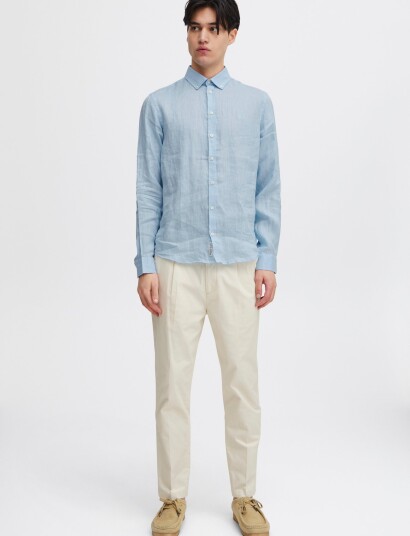Casual Friday Cfanton Bd Ls Linen Shirt Blue XXXL