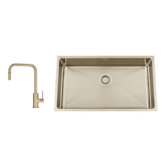 Kjøkkenvask Nordic Tech Titan 730 X med Kjøkkenbatteri Steel Accent Square D