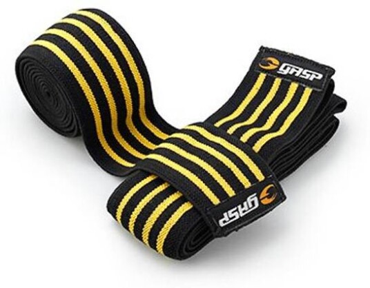 Gasp Knee Wraps, knebind 2 m, svart/gul. Gasp Knee Wraps, knebind 2 m, svart/gul.