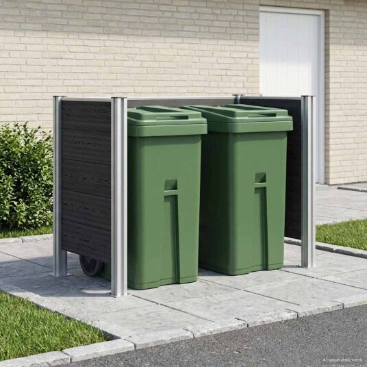 vidaXL Avfallsbingehekk Grå 161 x 85 x 115 cm Aluminium og WPC