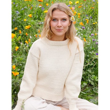 Prairie Rose Sweater by DROPS Design Genser Strikkeoppskrift str S XXXL