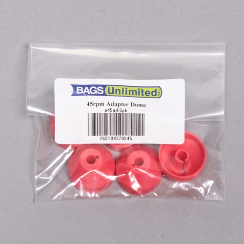 Bags Unlimited  7 Inch 45 RPM Record Adaptor Dome  5 Pack (Red)