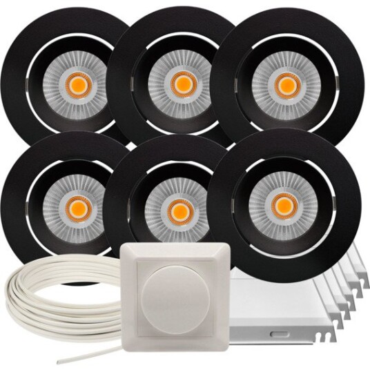 Namron Downlightpakke Alfa Reflektor Matt Sort 6 Pk